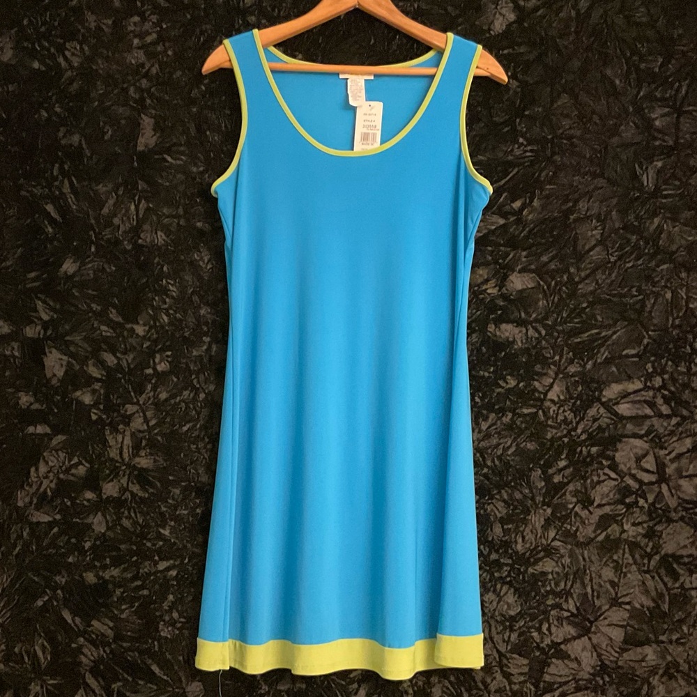 NWT blue & green DRESS sleeveless~PRELUDE size L